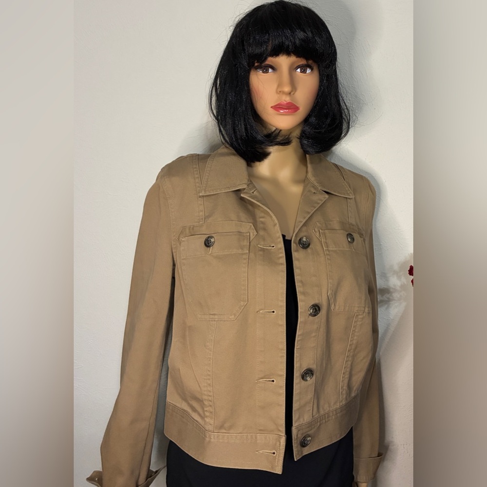 LAUREN RALPH LAUREN Short/Crop Utility jacket Size M 100% Cotton tan/kahki EUC